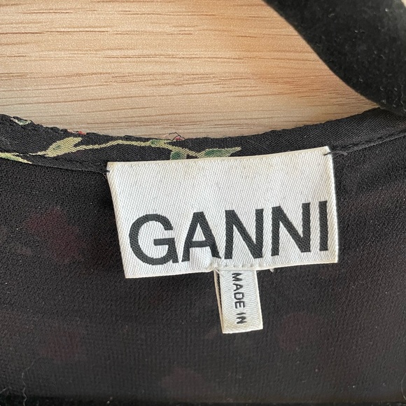 GANNI Elm Floral Print Georgette Wrap Top - Picture 5 of 6